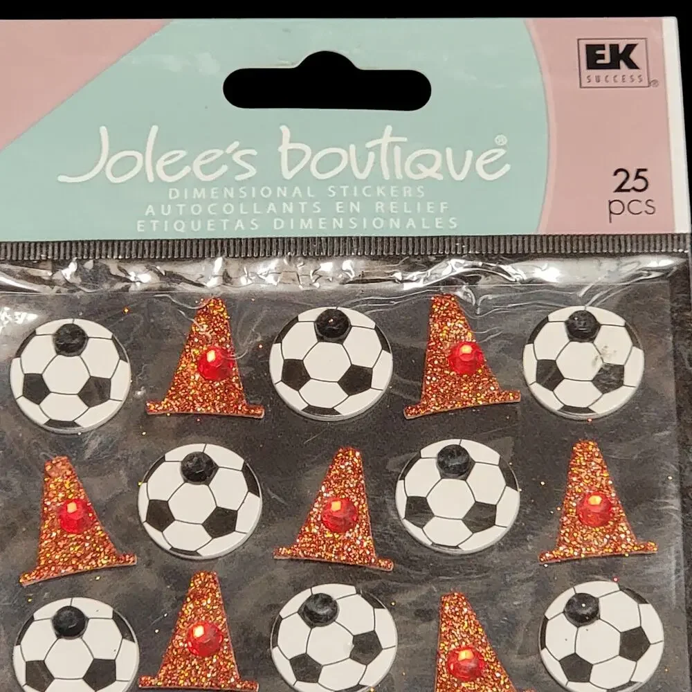 Jolees Boutique Soccer Stickers‎ Dimensional Glitter Rhinestone Scrapbooking